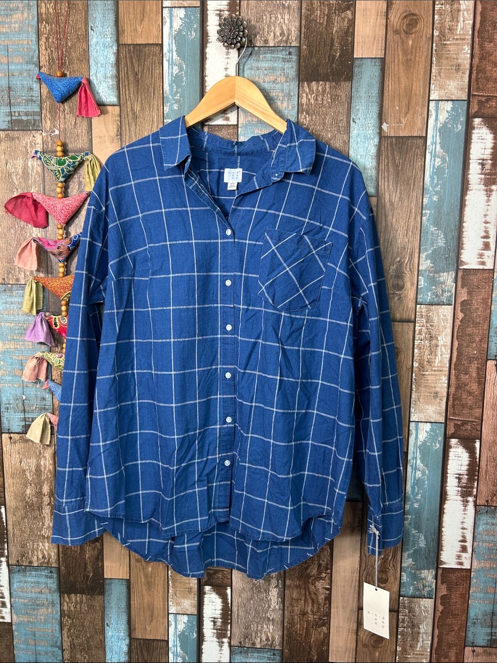 Blue Windowpane Button-Down Shirt